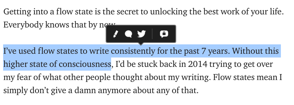 highlighting text on Medium